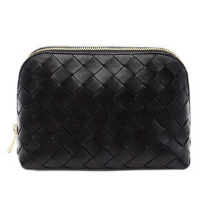 BOTTEGA VENETA Black Leather Intrecciato Pouch